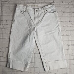Levi's 515 Cropped Jeans White‎ Womens SIze 12P PETITE Denim Cuffed